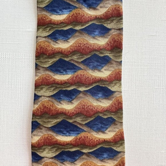 Jerry Garcia Silk Tie, 1990s Abstract Art Print Blue Brown Necktie, 100% Silk - Picture 9 of 9